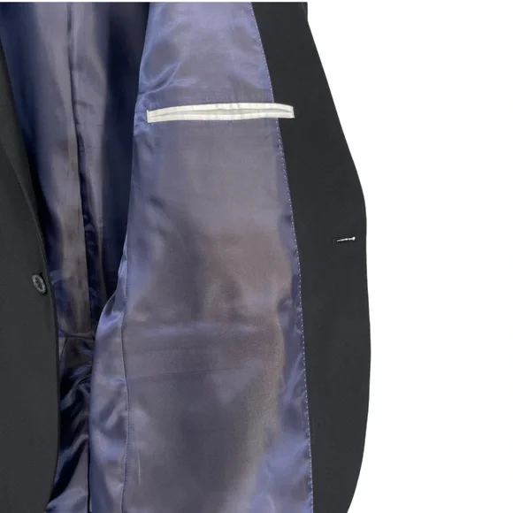 Topman Black Purple Liner Slim Fit Single Breasted Suit Jacket Size 46 R - Picture 4 of 5